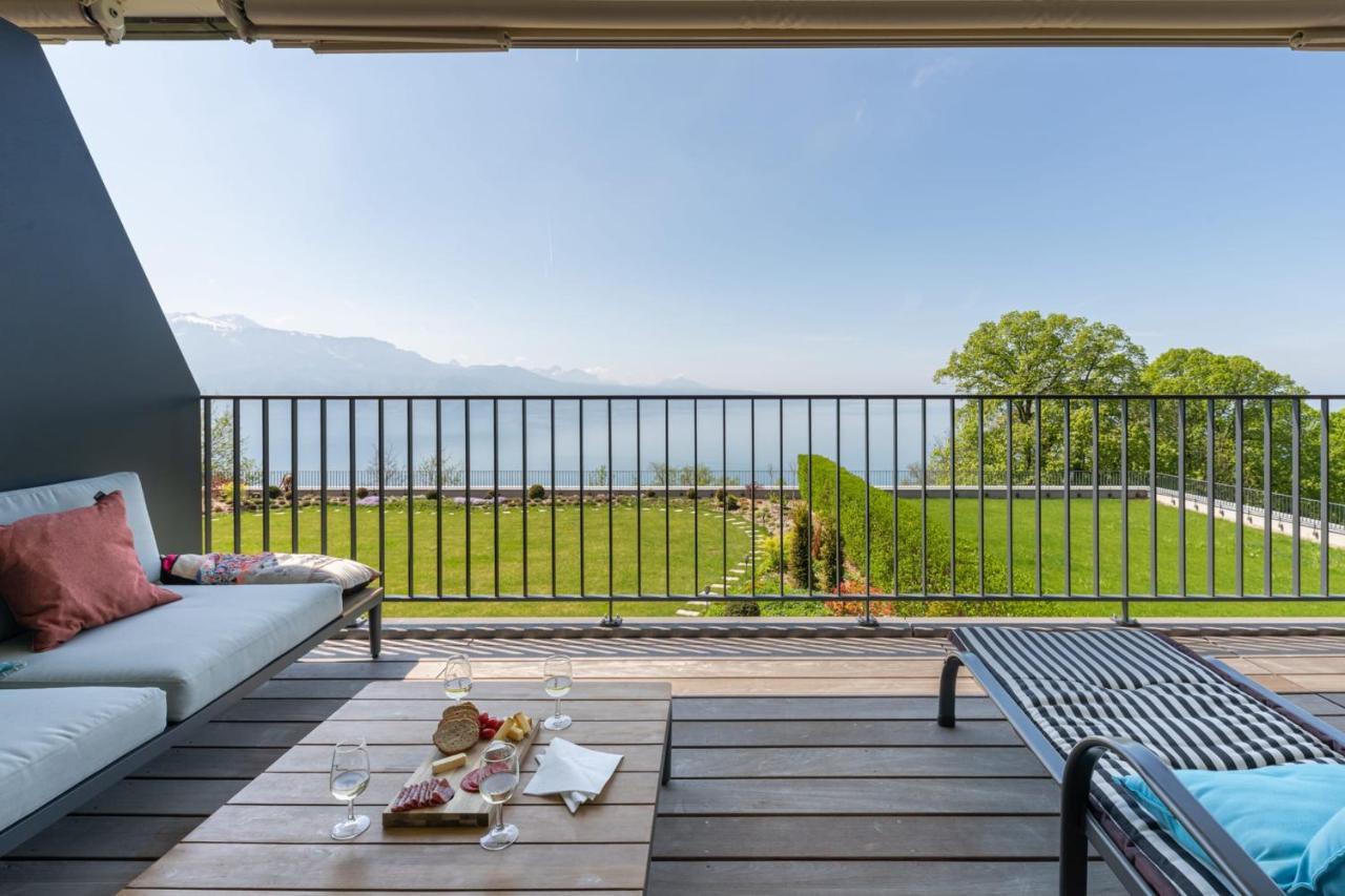 Les Terrasses De Lavaux 1 - Appartement De Luxe Avec Vue Panoramique Et Piscine Puidoux Екстериор снимка