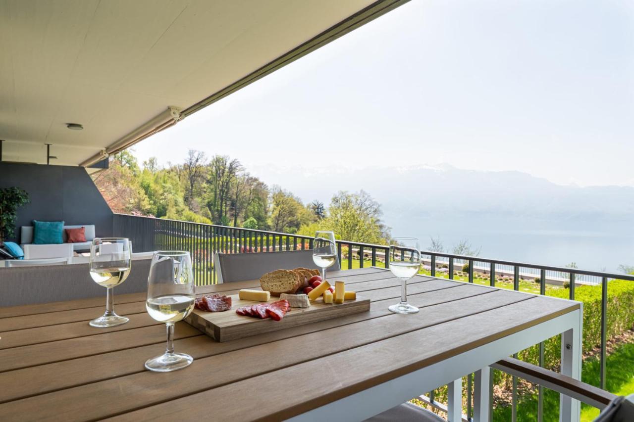 Les Terrasses De Lavaux 1 - Appartement De Luxe Avec Vue Panoramique Et Piscine Puidoux Екстериор снимка