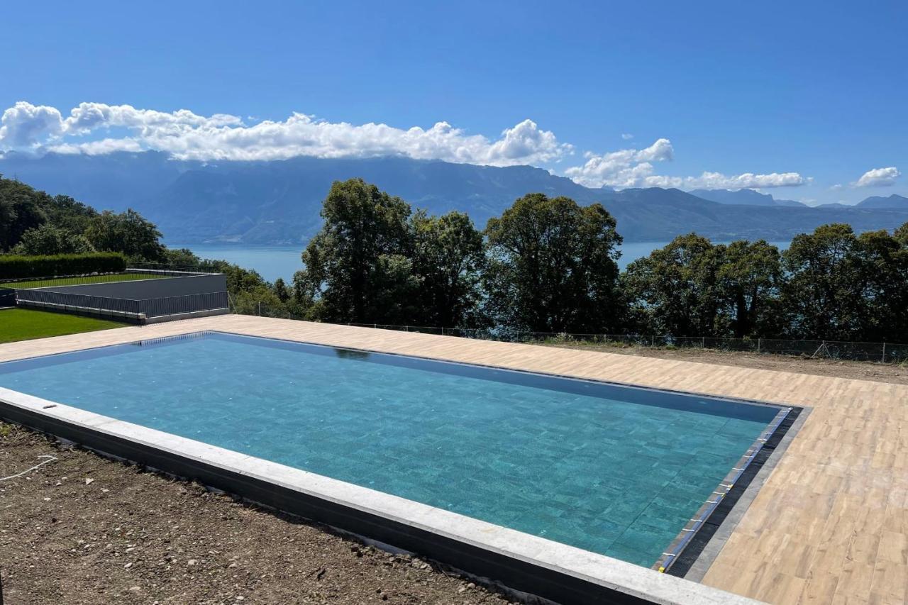 Les Terrasses De Lavaux 1 - Appartement De Luxe Avec Vue Panoramique Et Piscine Puidoux Екстериор снимка
