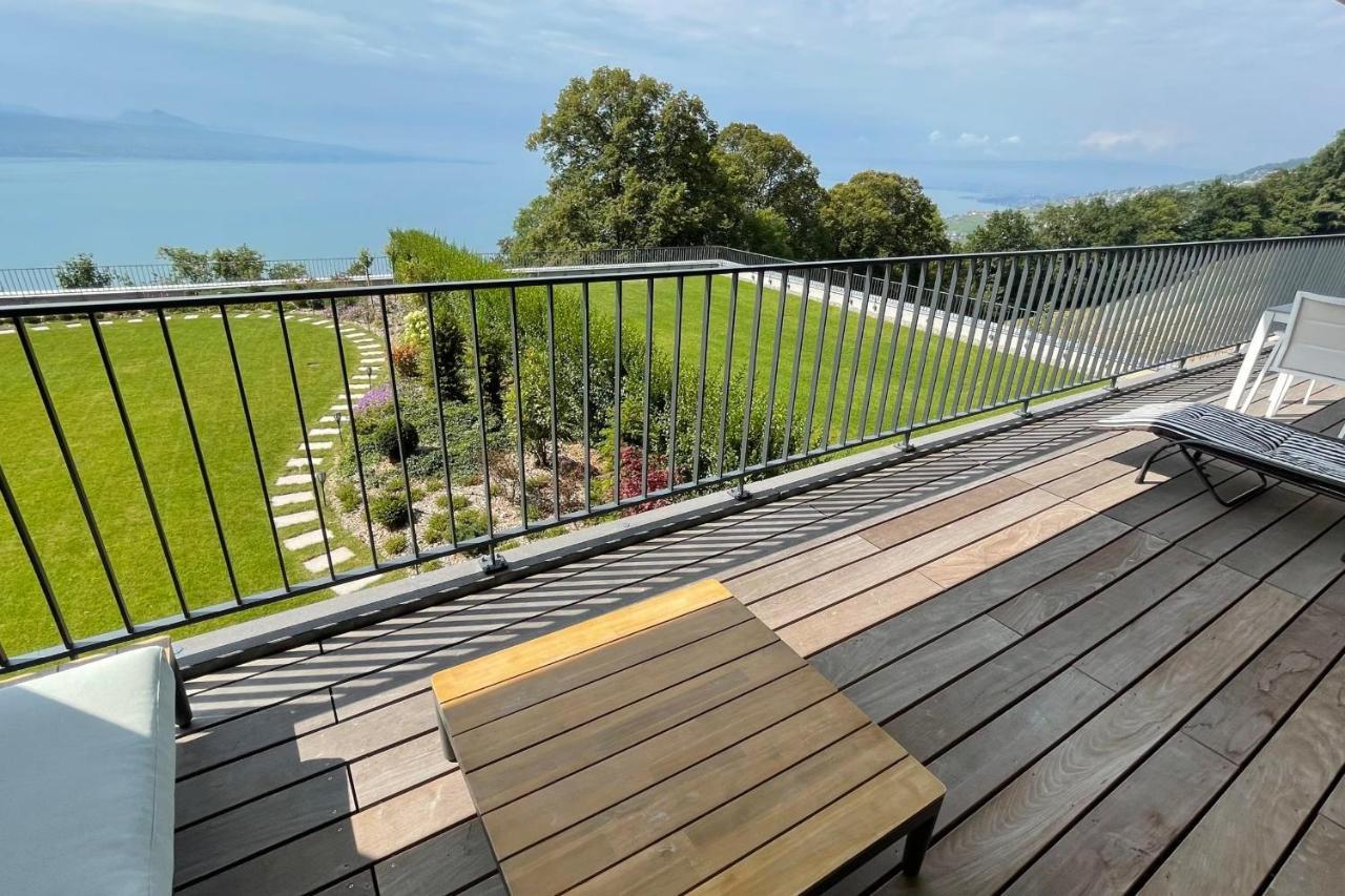 Les Terrasses De Lavaux 1 - Appartement De Luxe Avec Vue Panoramique Et Piscine Puidoux Екстериор снимка