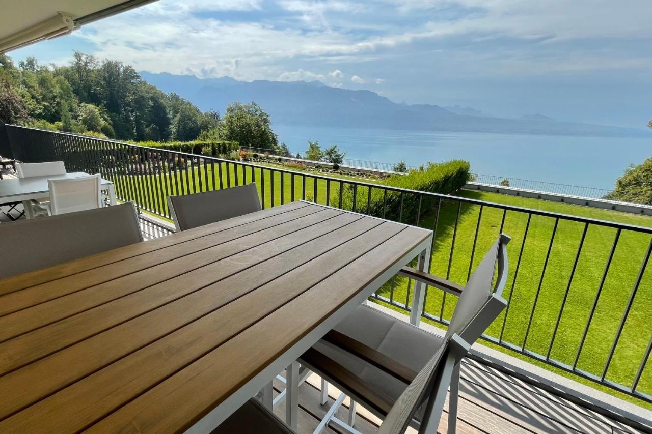 Les Terrasses De Lavaux 1 - Appartement De Luxe Avec Vue Panoramique Et Piscine Puidoux Екстериор снимка